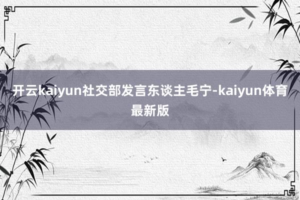 开云kaiyun社交部发言东谈主毛宁-kaiyun体育最新版