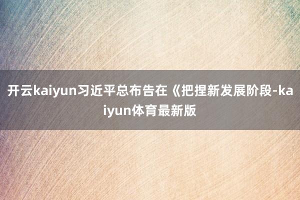 开云kaiyun习近平总布告在《把捏新发展阶段-kaiyun体育最新版
