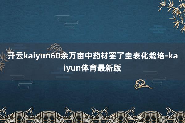 开云kaiyun60余万亩中药材罢了圭表化栽培-kaiyun体育最新版