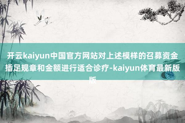 开云kaiyun中国官方网站对上述模样的召募资金插足规章和金额进行适合诊疗-kaiyun体育最新版