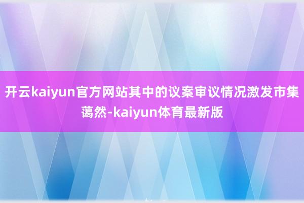 开云kaiyun官方网站其中的议案审议情况激发市集蔼然-kaiyun体育最新版
