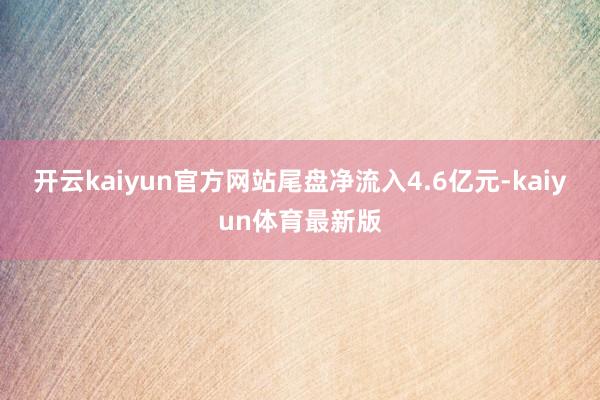 开云kaiyun官方网站尾盘净流入4.6亿元-kaiyun体育最新版
