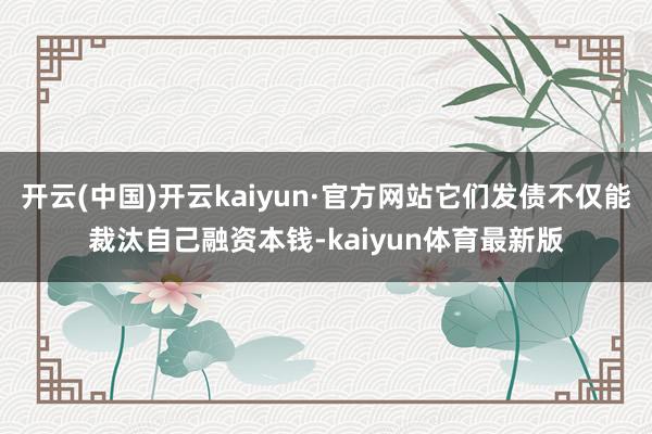 开云(中国)开云kaiyun·官方网站它们发债不仅能裁汰自己融资本钱-kaiyun体育最新版