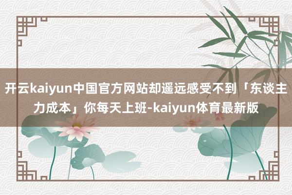 开云kaiyun中国官方网站却遥远感受不到「东谈主力成本」你每天上班-kaiyun体育最新版
