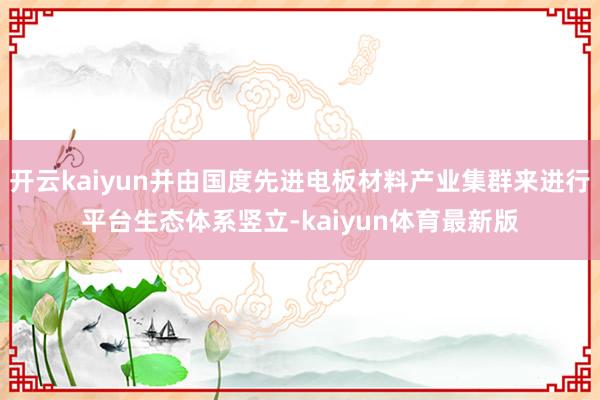 开云kaiyun并由国度先进电板材料产业集群来进行平台生态体系竖立-kaiyun体育最新版