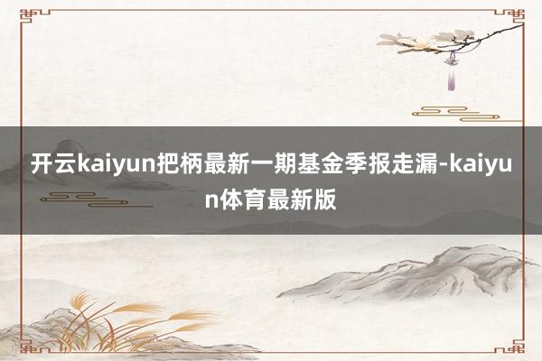 开云kaiyun把柄最新一期基金季报走漏-kaiyun体育最新版