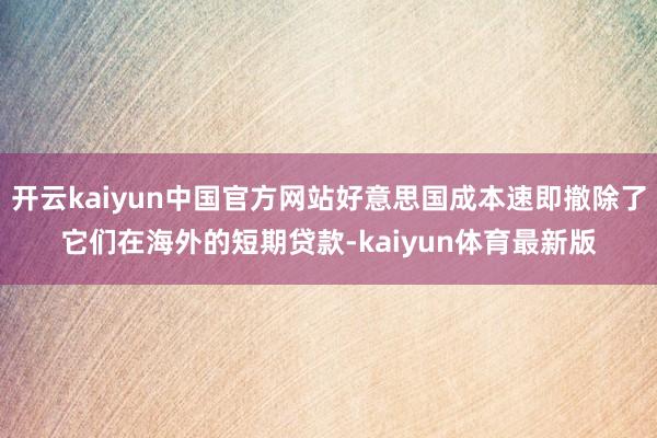 开云kaiyun中国官方网站好意思国成本速即撤除了它们在海外的短期贷款-kaiyun体育最新版