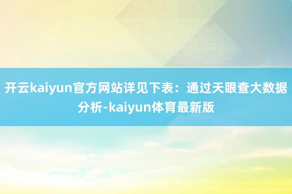 开云kaiyun官方网站详见下表：通过天眼查大数据分析-kaiyun体育最新版